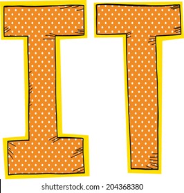 Orange with halftone pattern inside letters I and T