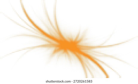 Orange Halftone Starburst Wave Vector Background for Dynamic Visual Design, used in posters and creative advertising