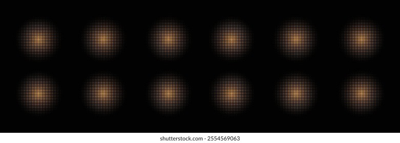 Orange halftone sun. Vector illustration.