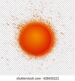 Orange halftone sun. Vector illustration.