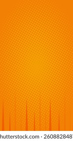 Orange halftone vertical background with bottom pointed line. Suitable for comics, presentations, posters, etc.