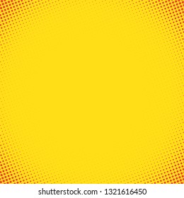 Orange Halftone With Yellow Background. Pop art template, texture. Fade gradient background. Comic Backdrop. 