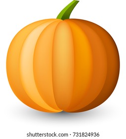 Orangefarbener 3. Kürbis auf weißem Hintergrund. Vektorgrafik.