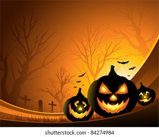 orangefarbener Halloween-Hintergrund mit Kürbis