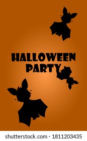 
Orange halloween banner with black bats. Halloween party.