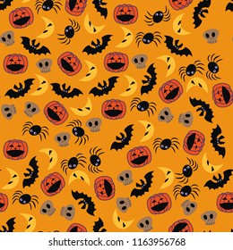 orange halloween pattern print