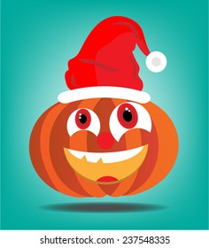 Orange halloween pumkin with red cap