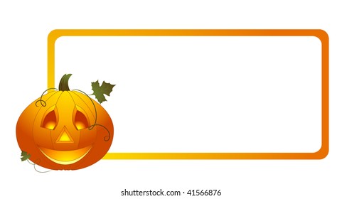 Orange halloween pumpkin frame, vector illustration