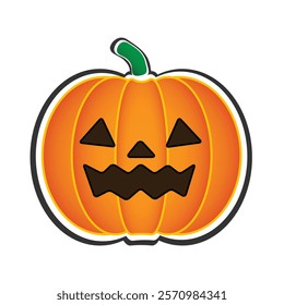 Orange Halloween Pumpkin Icon On White Background 