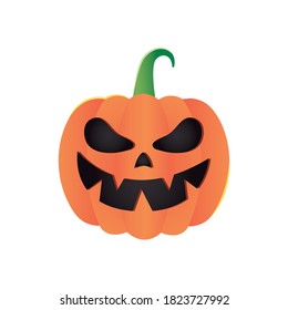 orange halloween pumpkin icon over white background, colorful design, vector illustration