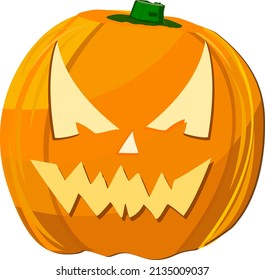 Calabaza de halloween naranja, ilustración, vector sobre fondo blanco.