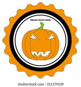 Orange halloween pumpkin logo, stock illustration.