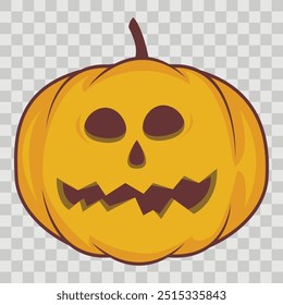 Laranja abóbora halloween em fundo quadriculado.
Abóbora esculpida com um rosto jack-o-lanterna