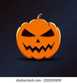 Orange Halloween pumpkin with Scary smile for Happy Halloween Vector illustration.