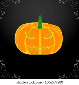 Orange halloween pumpkin and spider web