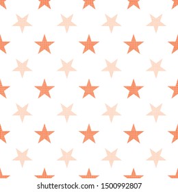 Orange Halloween stars linen textured repeat pattern