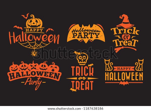 orange halloween\
typography, label,\
badge