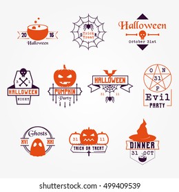 Orange Halloween Vector Badges Logos