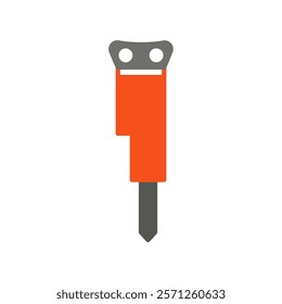 orange hammer excavator attachment flat icon design