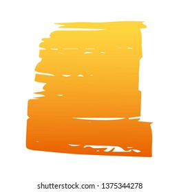 Orange hand draw  brush stroke. Decorative colored frame. Grunge banner, substrate.