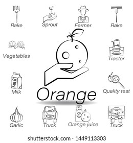 orange hand draw icon. Element of farming illustration icons. Signs and symbols can be used for web, logo, mobile app, UI, UX