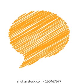 Orange hand draw speech bubble. Vector illustration.
