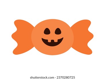 Mano naranja dibujó a Candy sobre fondo blanco para Truco o Tratamiento. Para Banner y afiche Feliz Halloween Elemento Decoración Festividad de Halloween. Ilustración del vector