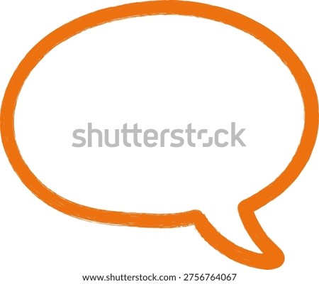 Orange hand drawn empty speech bubble icon with copy space for text