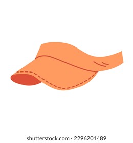 Orange hand drawn female cap visor. Headdress. Flat vector illustration isolated on a white background. Summer recreation