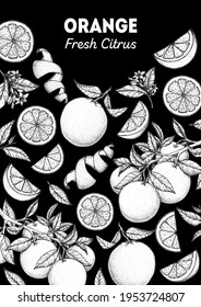 Orange, handgezeichnet. Vektorgrafik. Sketch-Stil
