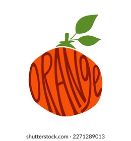 Orange - hand drawn lettering. Vector color illustration with Orange for your printed products.