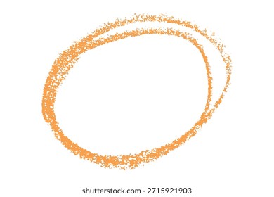 Laranja mão desenhado círculo oval quadro de destaque com giz e cera creiom textura. Uma forma brincalhona. Linhas grosseiras e formas em negrito