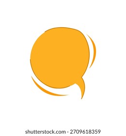 Burbuja de discurso dibujada a mano naranja con líneas de boceto dinámicas, centro en blanco para texto, ícono de chat de estilo de Vector simple sobre fondo blanco para comunicación, redes sociales, interfaz de usuario o uso de cómics
