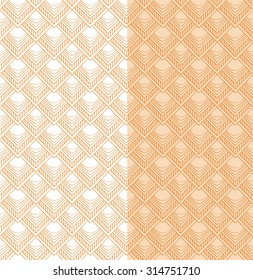 orange hand drawn square 'scales' pattern on white and light orange background