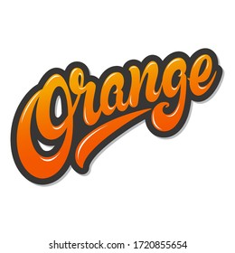 Diseño de letras vectoriales dibujadas a mano naranja en fondo blanco. Hermosas cartas temáticas sobre comida para sus necesidades. 