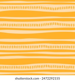 Orange hand drawn wavy lines seamless pattern