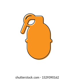 Orange Hand grenade icon isolated on white background. Bomb explosion.  Vector Illustration