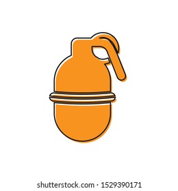 Orange Hand grenade icon isolated on white background. Bomb explosion.  Vector Illustration