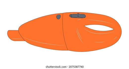 Orange hand held vacuum cleaner vector illustration.