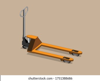 Orange hand pallet jack lift truck Forklift Vector illustration