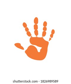 Orange hand print. vector illustration