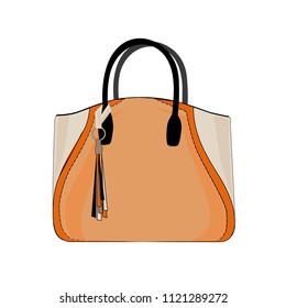 Orange handbag like Cavali isolated on white background