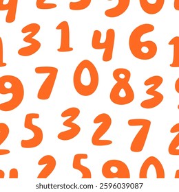 Orange Hand-Drawn Number Pattern on White Background