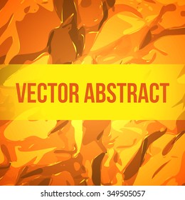 Orange handmade crumpled paper texture background. Vector illustration.
