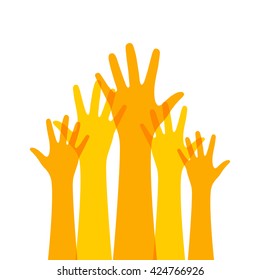 orange hands up