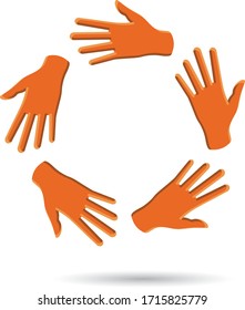 orange hands logo or icon, vector illustration