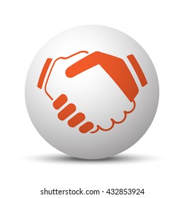 Orange Handshake Agreement icon on white ball