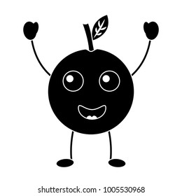 orange happy fruit kawaii icon image 