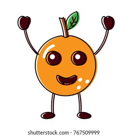 orange happy fruit kawaii icon image 