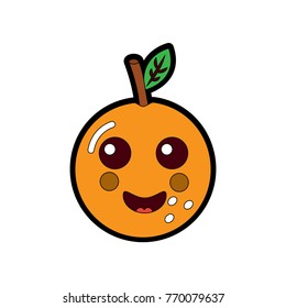 orange happy fruit kawaii icon image 